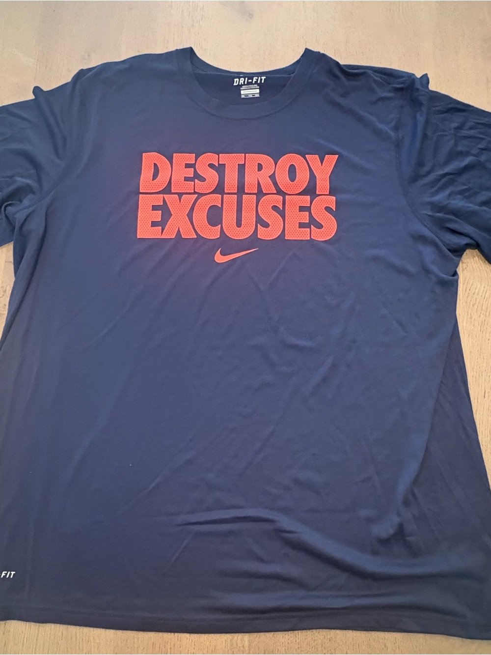 Nike Dri-FIT Men's Short Sleeve T-Shirt in Navy with Red Orange Graphic XXL